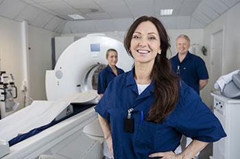Technologists in exam room