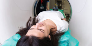 Close up of female patient during CT