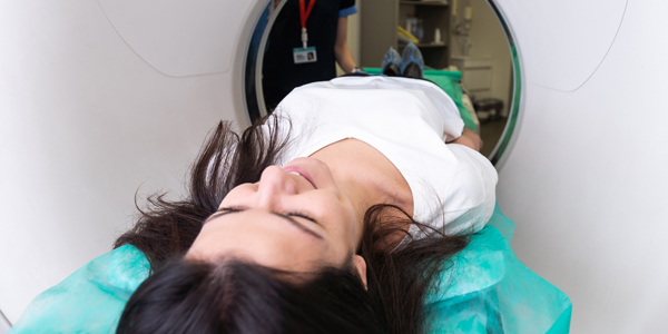 Close up of female patient during CT