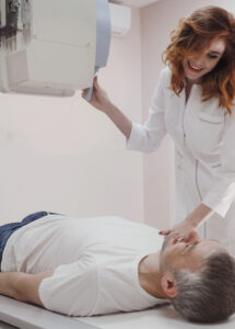 male patient laying on x-ray table