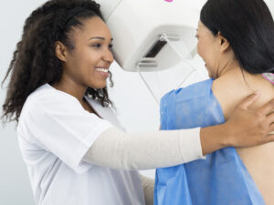 woman preparing for mammography test